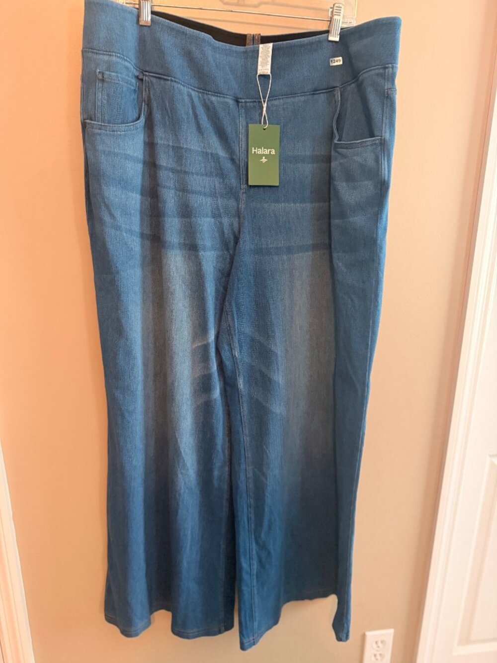 Halara Womens Wide-Leg Denim Pants 2X Regular In Stretch Cotton Blend